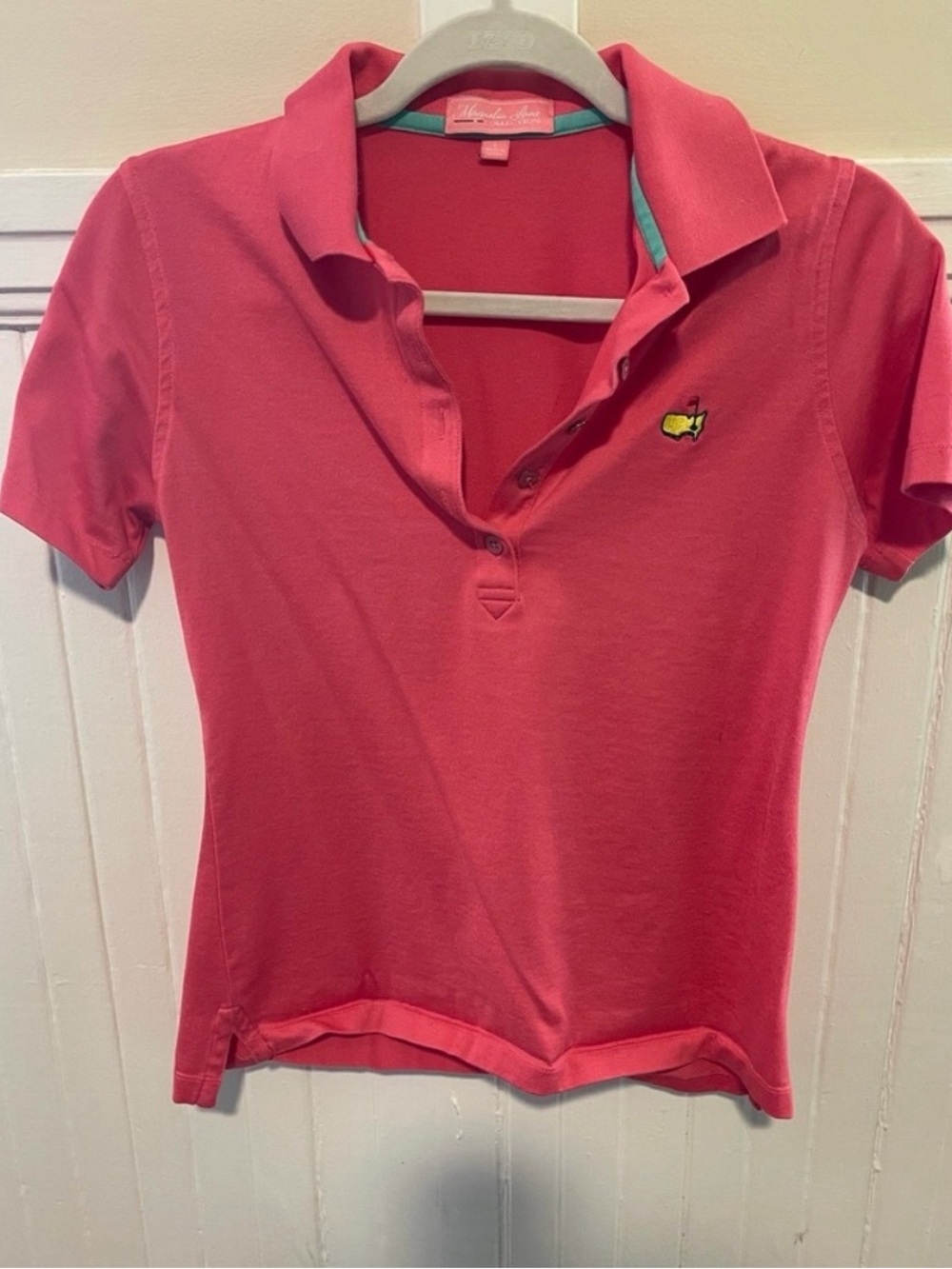 Masters Magnolia Lane Coral Short-Sleeve Golf Polo with Embroidered Chest Logo